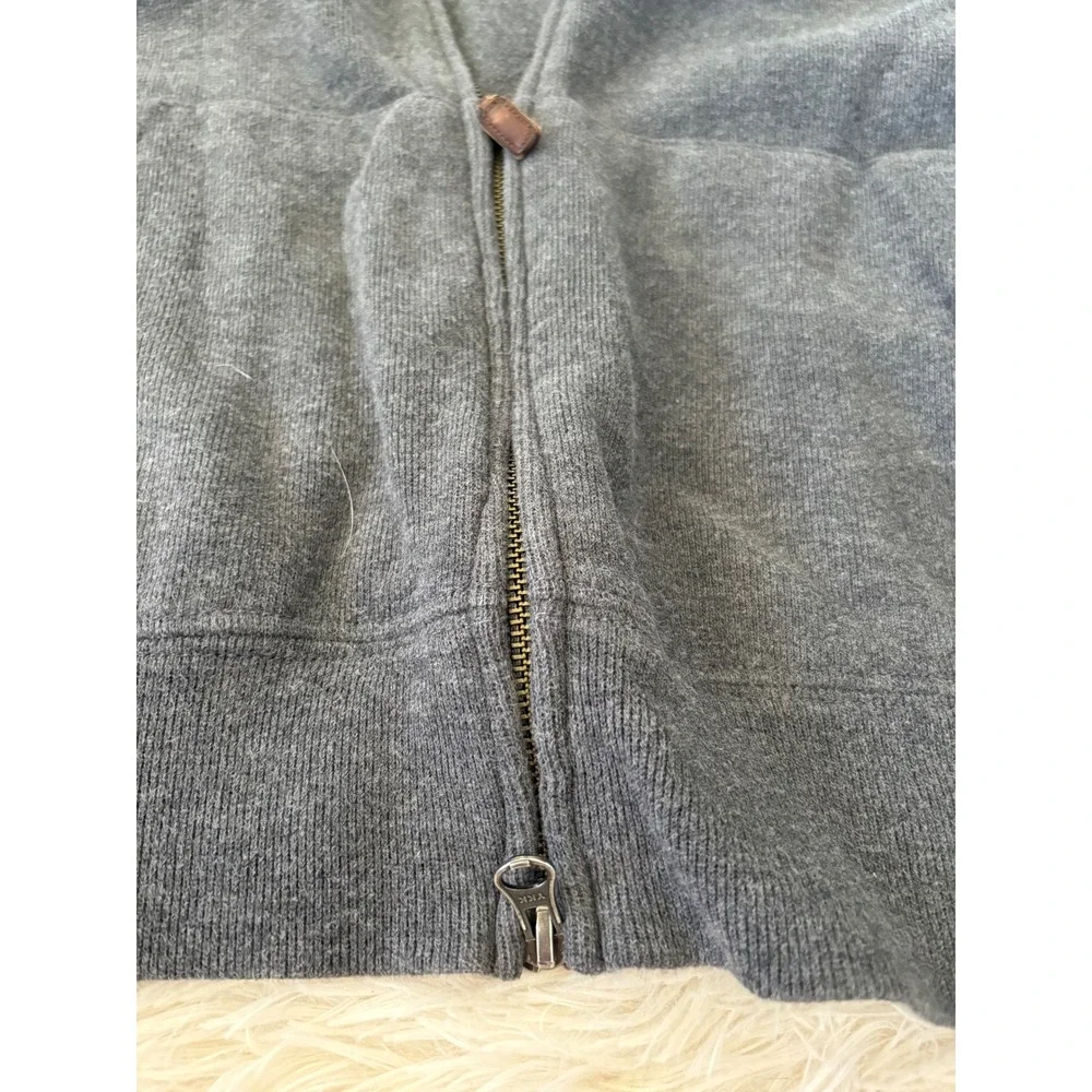 Vintage Polo Ralph Lauren Mens leather Full Zip Sweatshirt‎ Gray Size Large